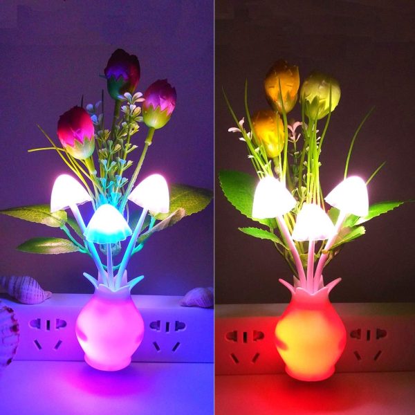 LED Mushroom Night Light with Dim Sensor – Dream Mushroom Green Flower